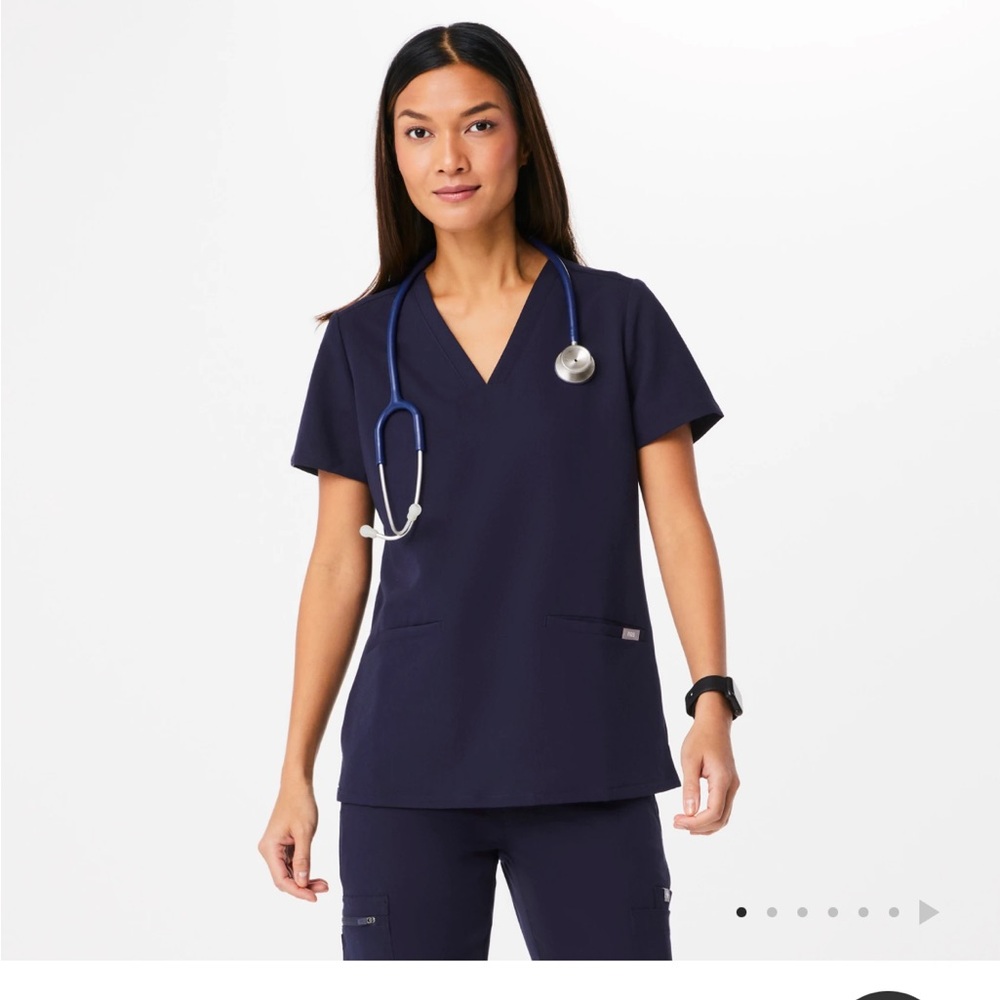 Figs Casma Navy Blue Scrub Top